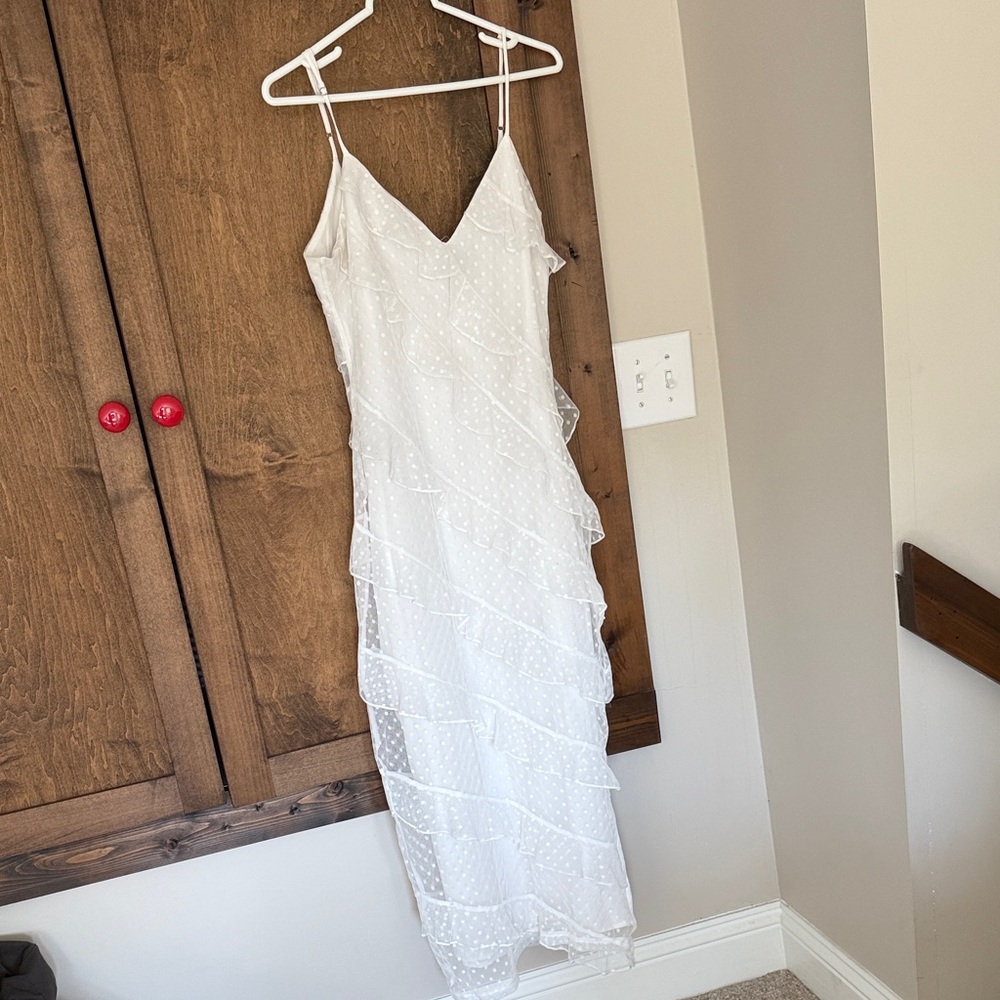 LULUS Elegant White Ruffle Dress